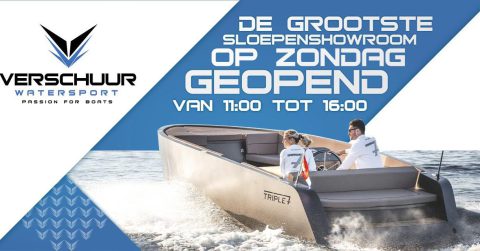 grootste sloepenshowroom Nederland Verschuur Watersport met Isloep Rapida tender op zondag geopend