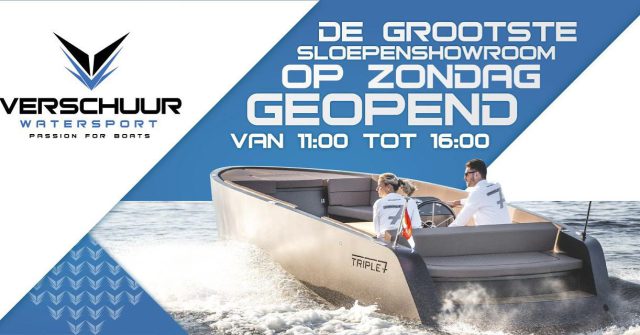 grootste sloepenshowroom Nederland Verschuur Watersport met Isloep Rapida tender op zondag geopend